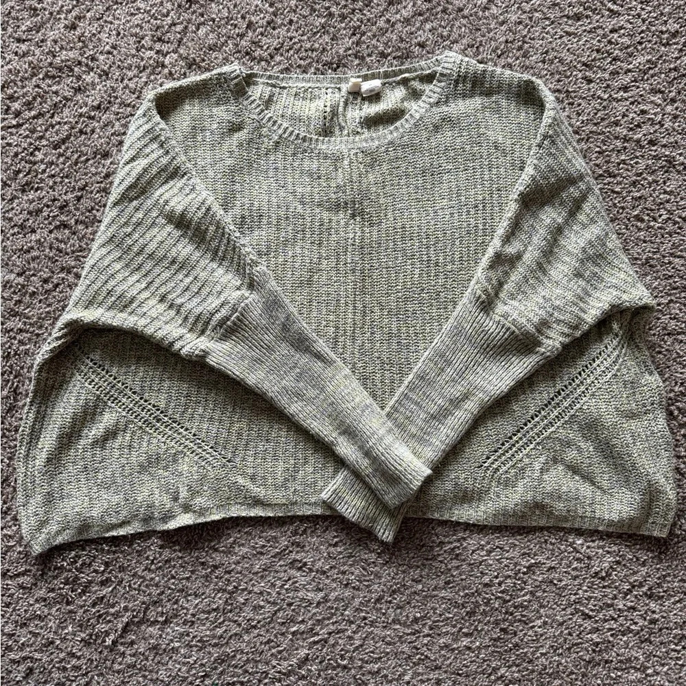 MOTH Super Oversized Boxy Cropped Sweater Lime Green Gray Size Small‎